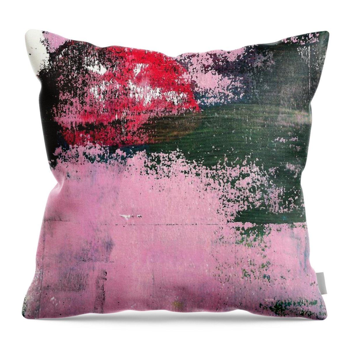 Pink Throw Pillow featuring the mixed media Abstract 1 #1 by Lisa Noneman