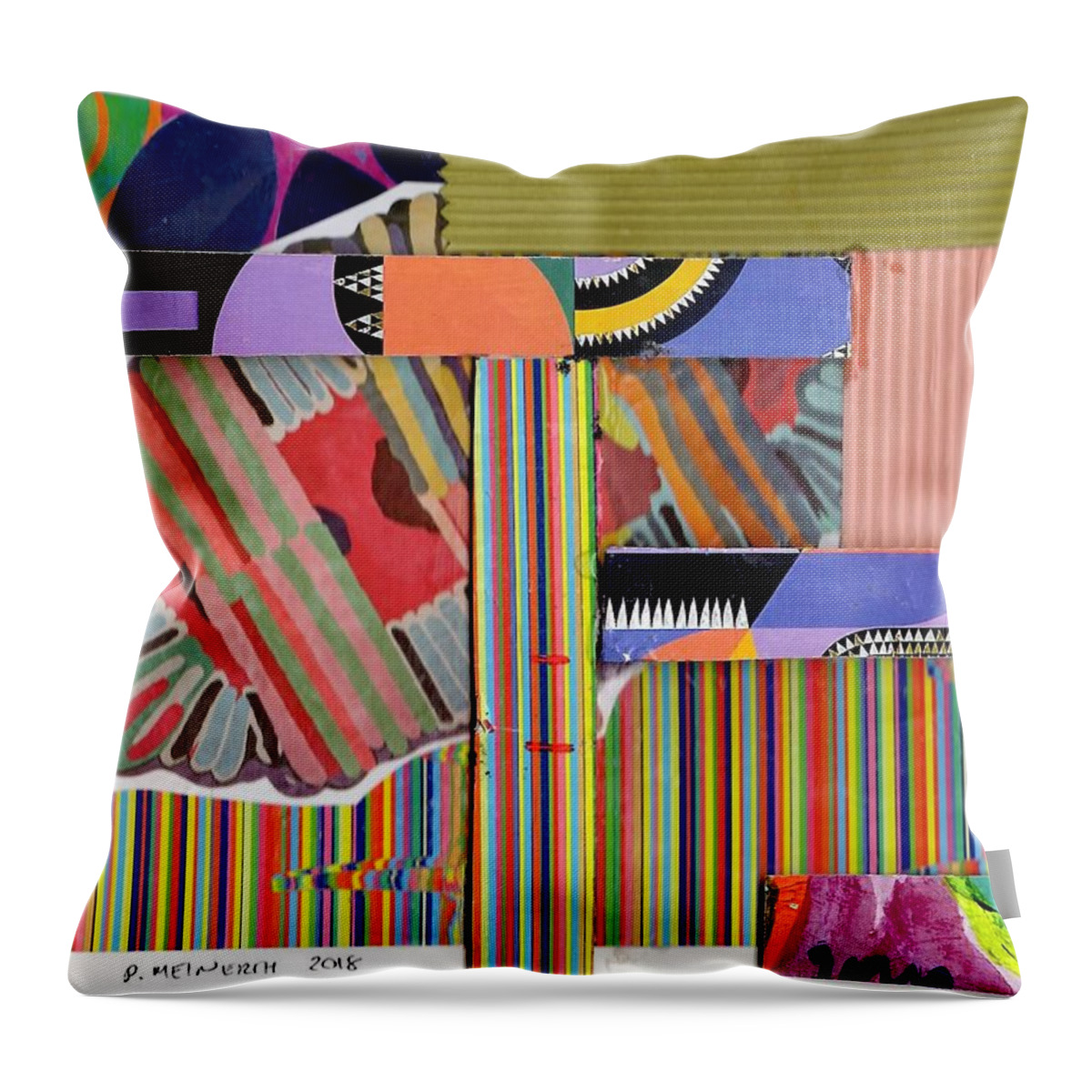 Abstract Art Throw Pillow featuring the drawing Abstract Collage #1 by Paul Meinerth