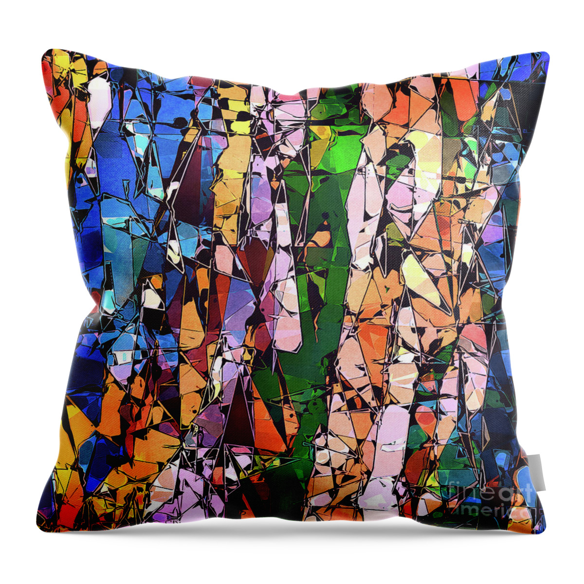 Stained Glass Throw Pillow featuring the digital art Abstract Stained Glass #1 by Phil Perkins