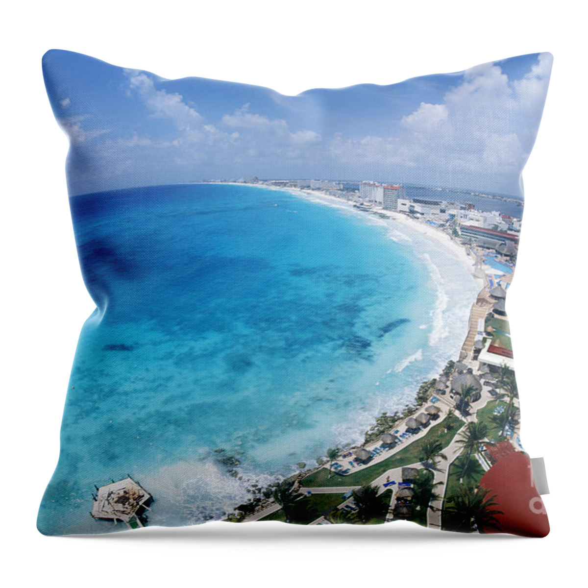 Aerial Throw Pillow featuring the photograph Aerial Of Cancun #1 by Bill Bachmann - Printscapes
