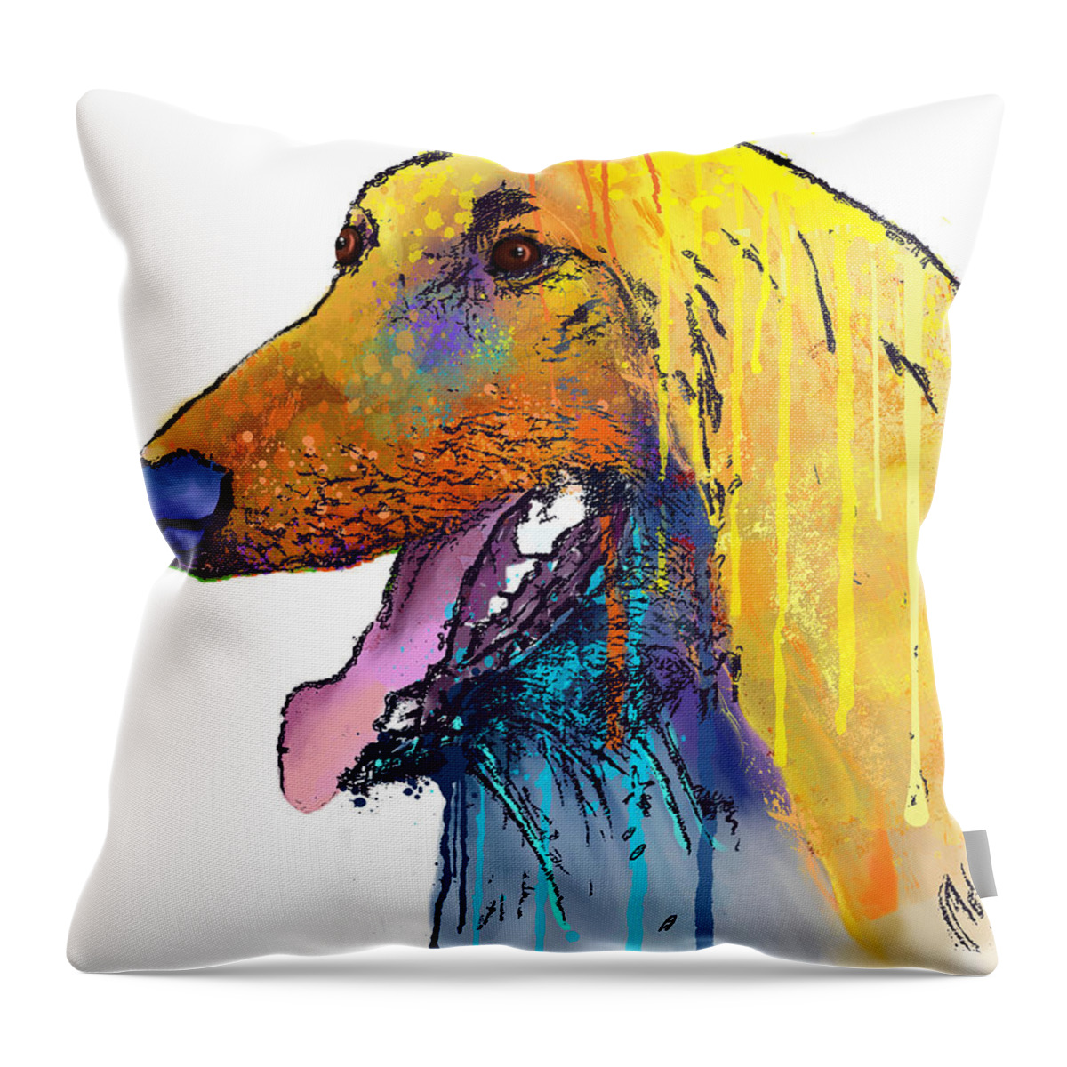 Afghan Hound Throw Pillow featuring the digital art Afghan Hound #1 by Marlene Watson