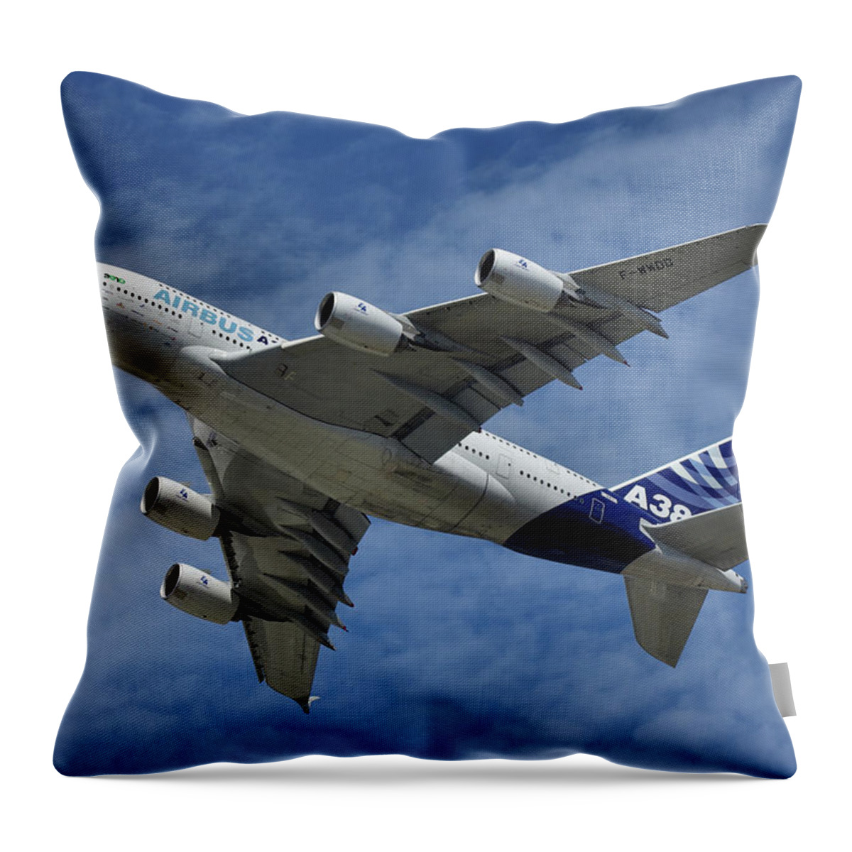 Airbus Throw Pillow featuring the photograph Airbus A380 #3 by Tim Beach