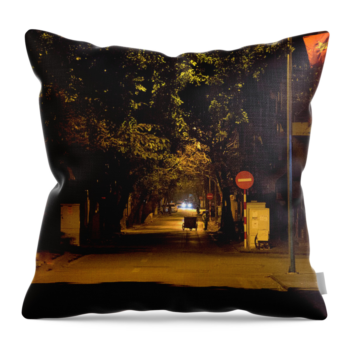 Vietnam Throw Pillow featuring the photograph 1 am Streets of Hanoi Quiet by Chuck Kuhn
