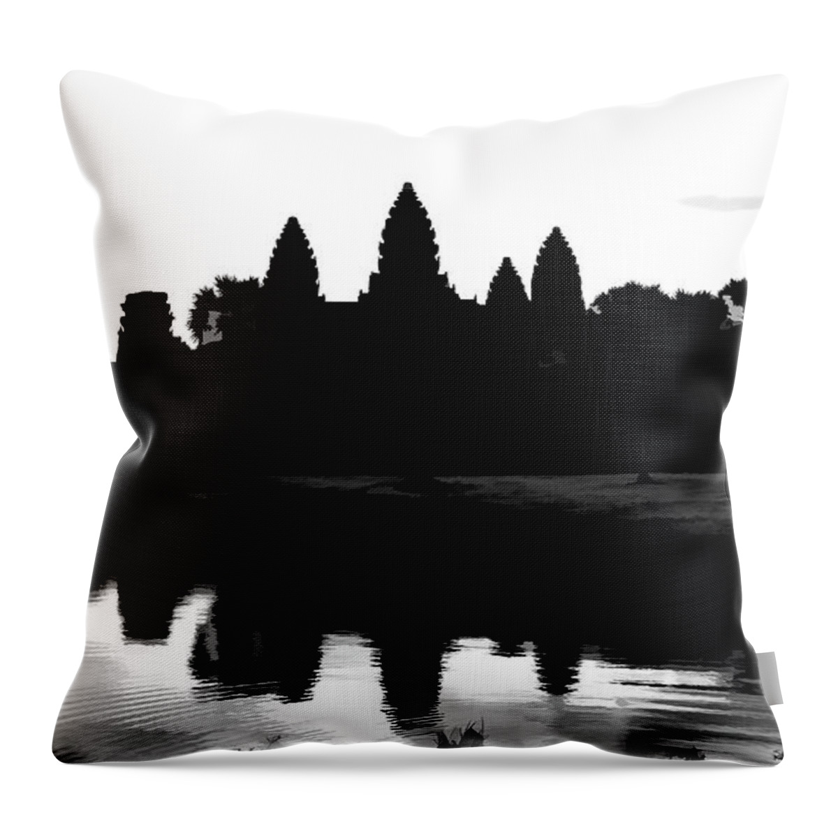 Black Throw Pillow featuring the photograph Angkor Wat Black #1 by Chuck Kuhn