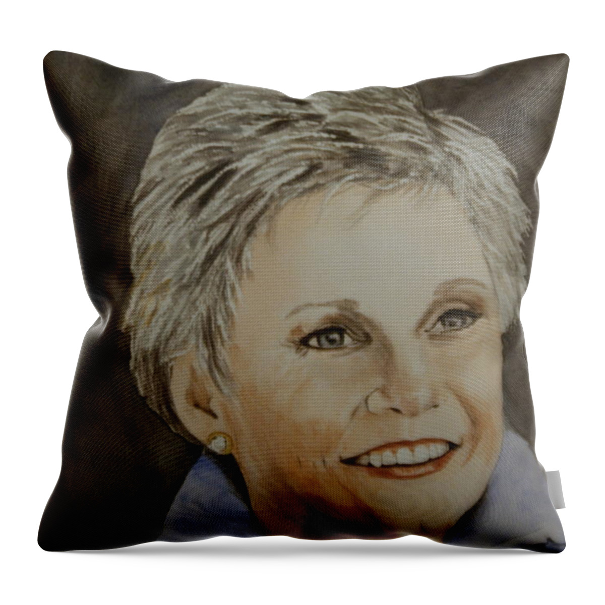 Anne Murray Throw Pillow featuring the painting Anne Murray #1 by Betty-Anne McDonald