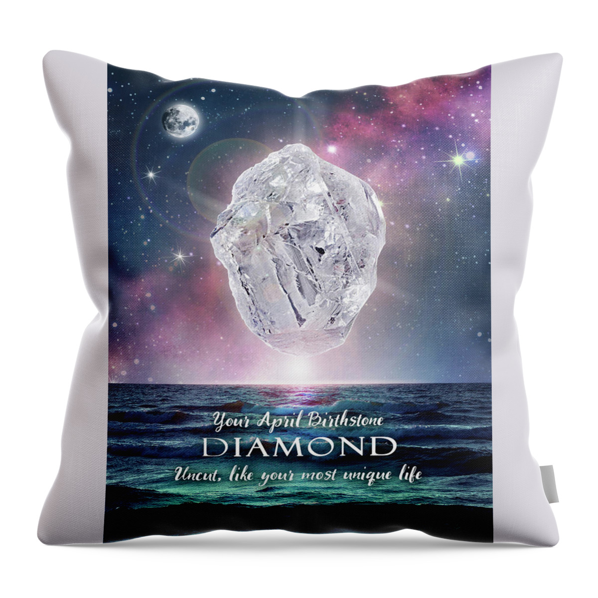 April Throw Pillow featuring the digital art April Birthstone Diamond by Evie Cook
