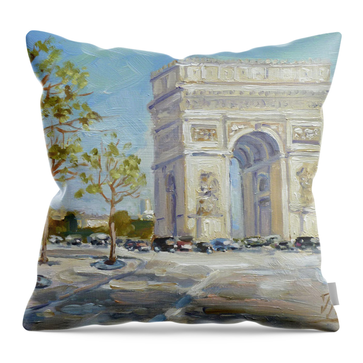 Paris Throw Pillow featuring the painting Arc de Triomphe, Paris #2 by Irek Szelag
