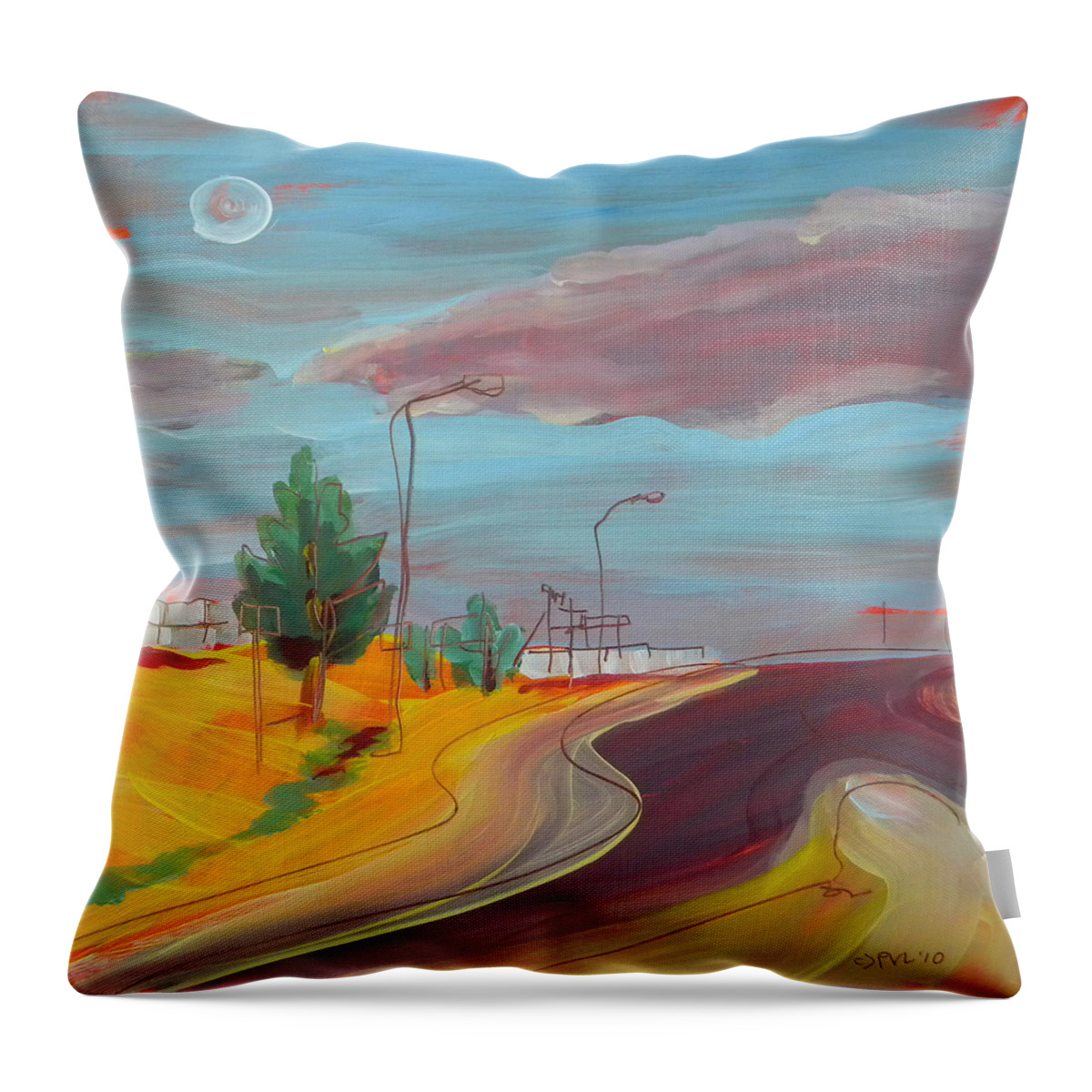 Landscape Throw Pillow featuring the painting Arizona Highway 1 #1 by Pam Van Londen