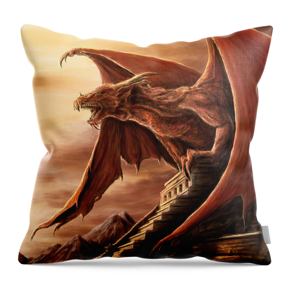 Dragon Throw Pillow featuring the digital art Armageddon Dragon #1 by MGL Meiklejohn Graphics Licensing