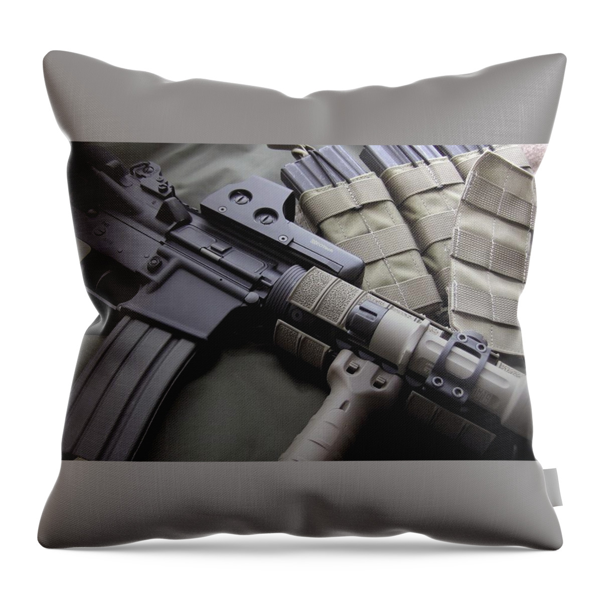 Assault Rifle Throw Pillow featuring the photograph Assault Rifle #1 by Jackie Russo