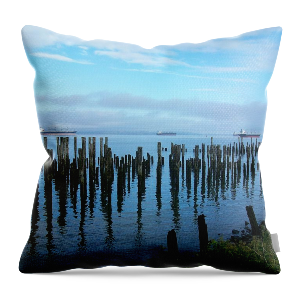 Ships Throw Pillow featuring the photograph Astoria Ships II #1 by Quin Sweetman