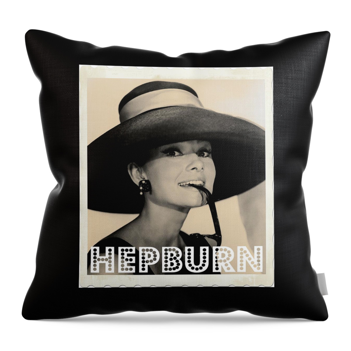 Hollywood Throw Pillow featuring the photograph Audrey Hepburn #1 by Esoterica Art Agency