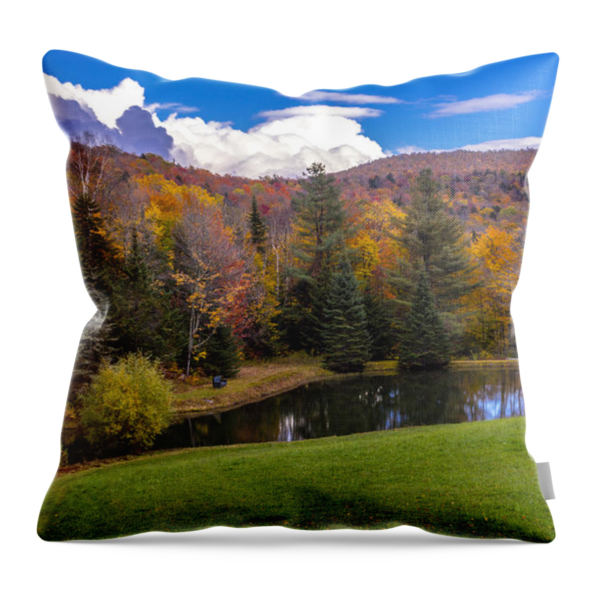 foliage In Vermont Throw Pillow featuring the photograph Autumn on the back roads of Vermont. #1 by New England Photography