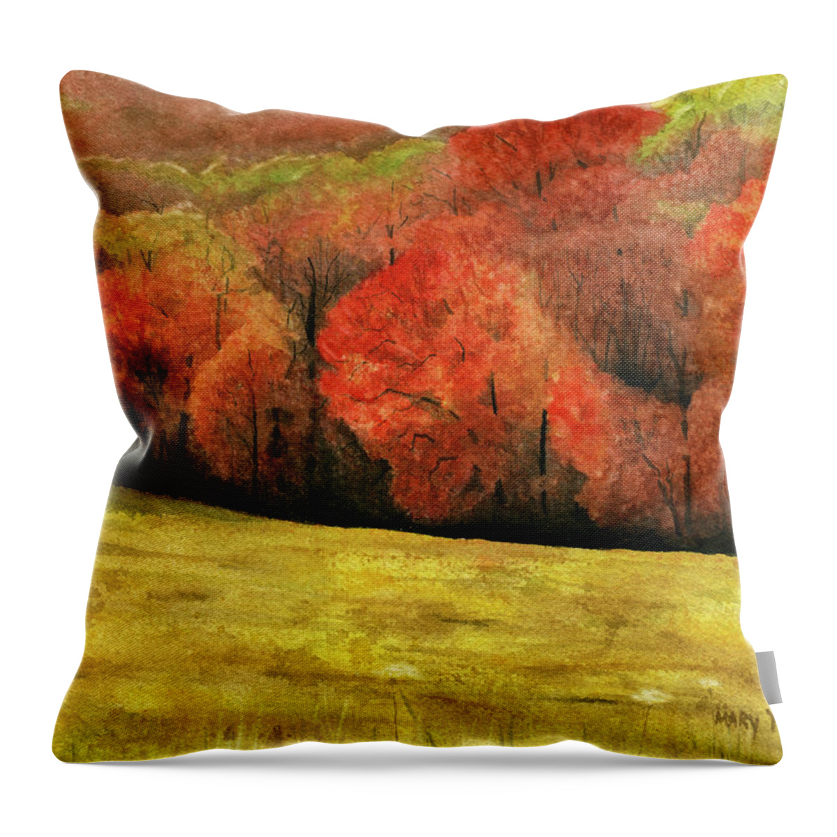 Autumn Throw Pillow featuring the painting Autumn Splendor by Mary Tuomi