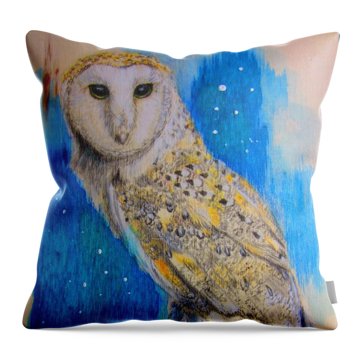 Barn Owl Throw Pillow featuring the drawing Barn Owl #1 by Laurianna Taylor