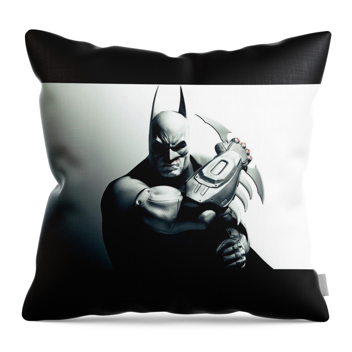 Batman Arkham City Throw Pillow featuring the digital art Batman Arkham City #1 by Maye Loeser