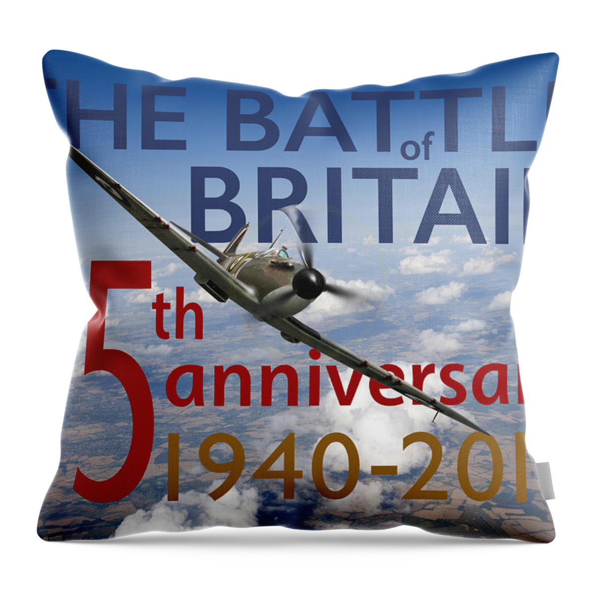 75th Anniversary Throw Pillow featuring the digital art Battle of Britain 75th anniversary poster #1 by Gary Eason