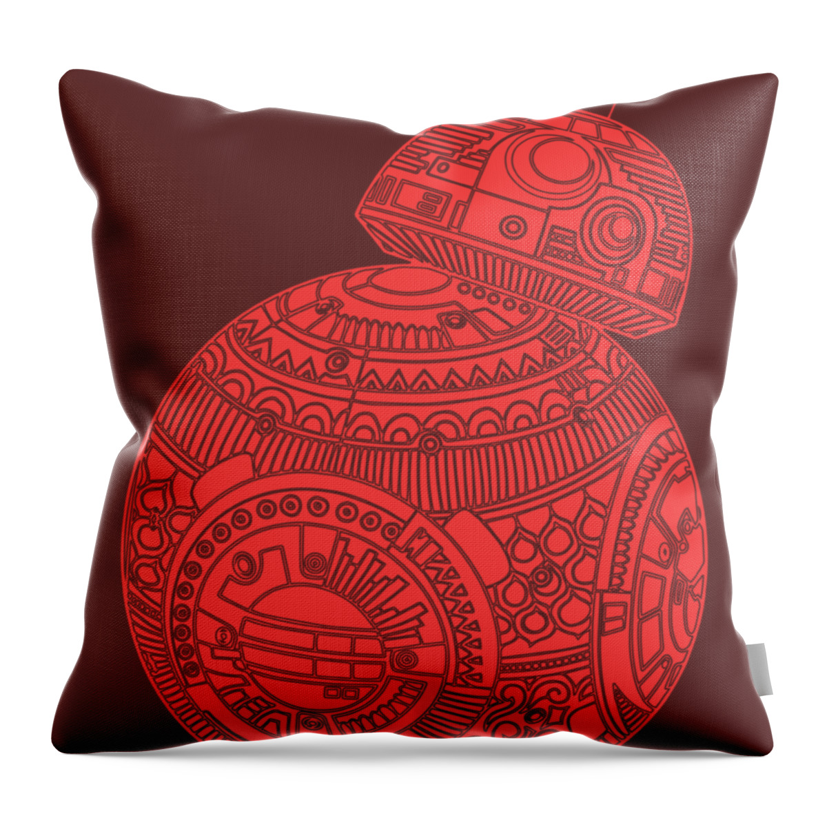 Bb8 Throw Pillow featuring the mixed media BB8 DROID - Star Wars Art, Red #2 by Studio Grafiikka