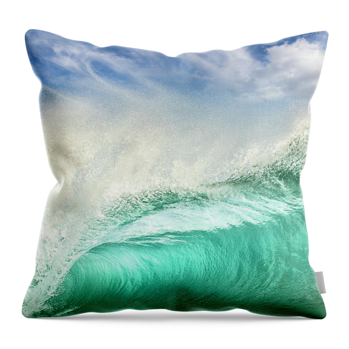 Maui Hawaii Ocean Waves Seascape Barrel Throw Pillow featuring the photograph Beach Barrel #1 by James Roemmling