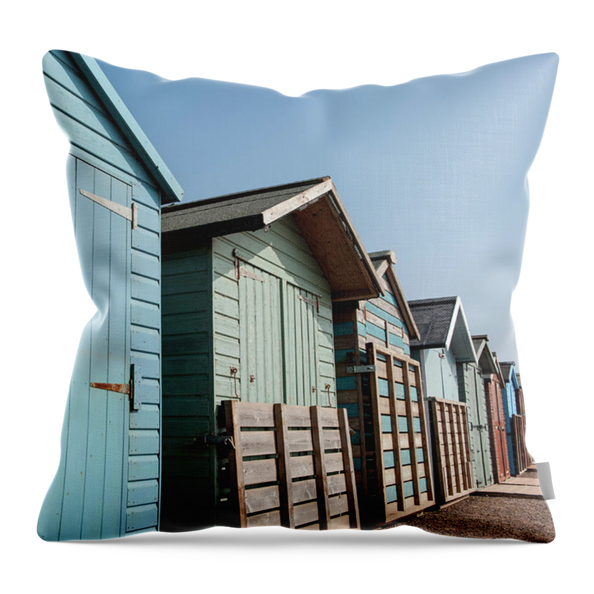Beach Throw Pillow featuring the photograph Beach Huts vi #1 by Helen Jackson