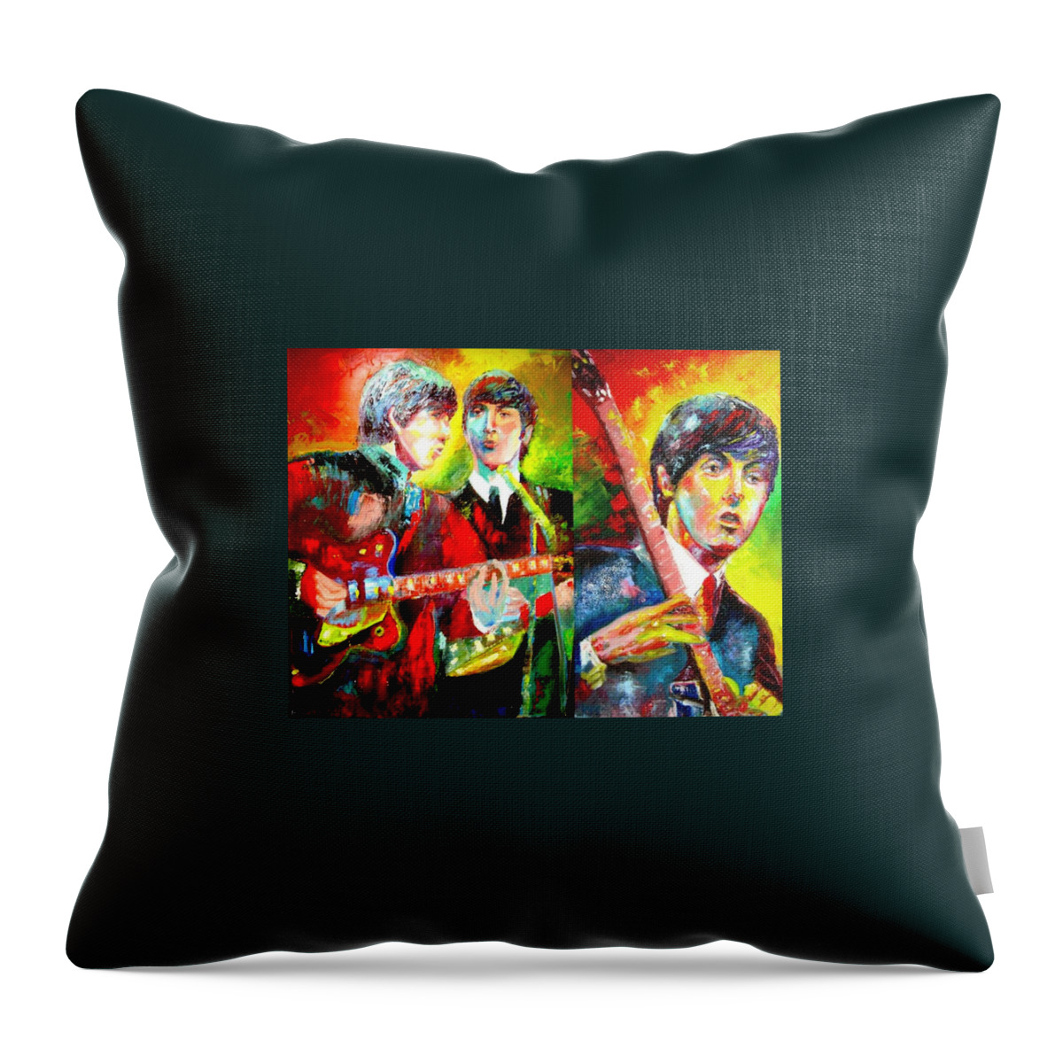 Beatles John Throw Pillow featuring the painting Beatles #1 by Leland Castro