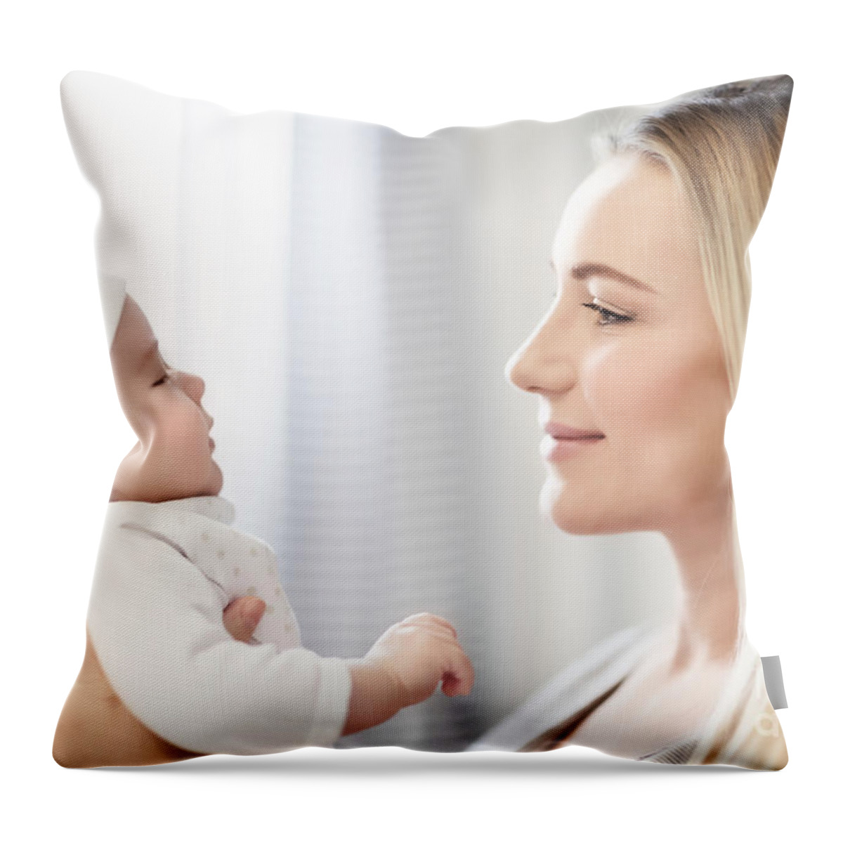 Baby Throw Pillow featuring the photograph Beautiful mother with a little baby #1 by Anna Om