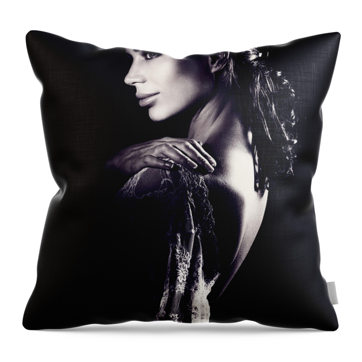Art Throw Pillow featuring the photograph Beautiful sensual woman #1 by Anna Om