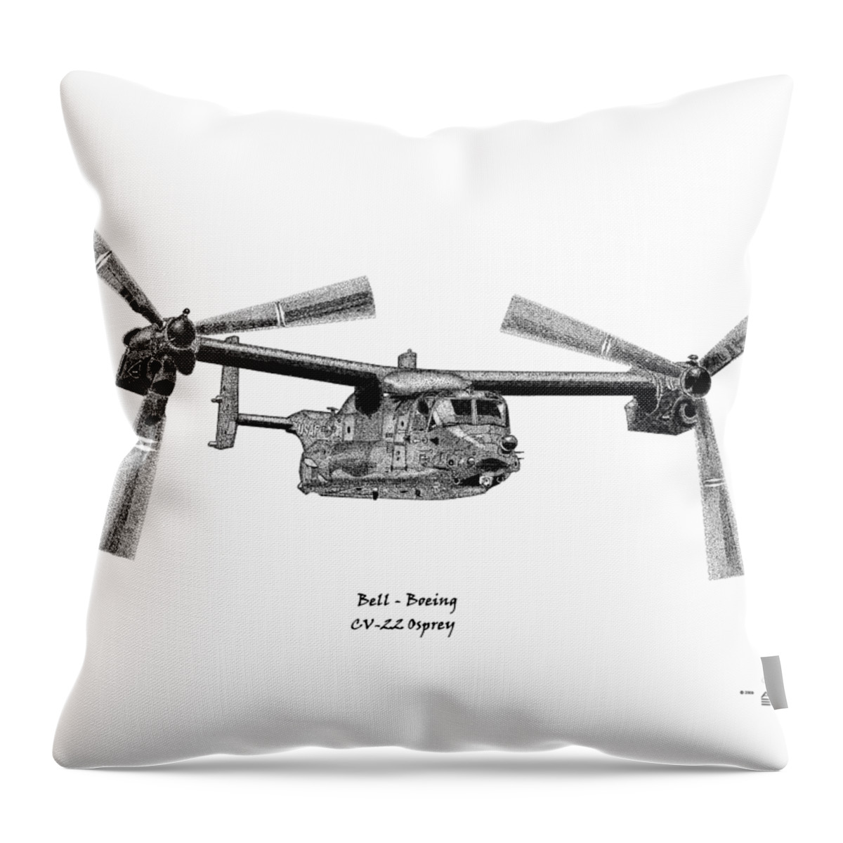 Bell Throw Pillow featuring the digital art Bell Boeing CV-22B Osprey 8SOS by Arthur Eggers