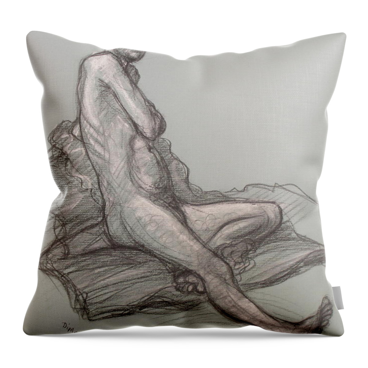 Realism Throw Pillow featuring the drawing Bert Seated #1 by Donelli DiMaria