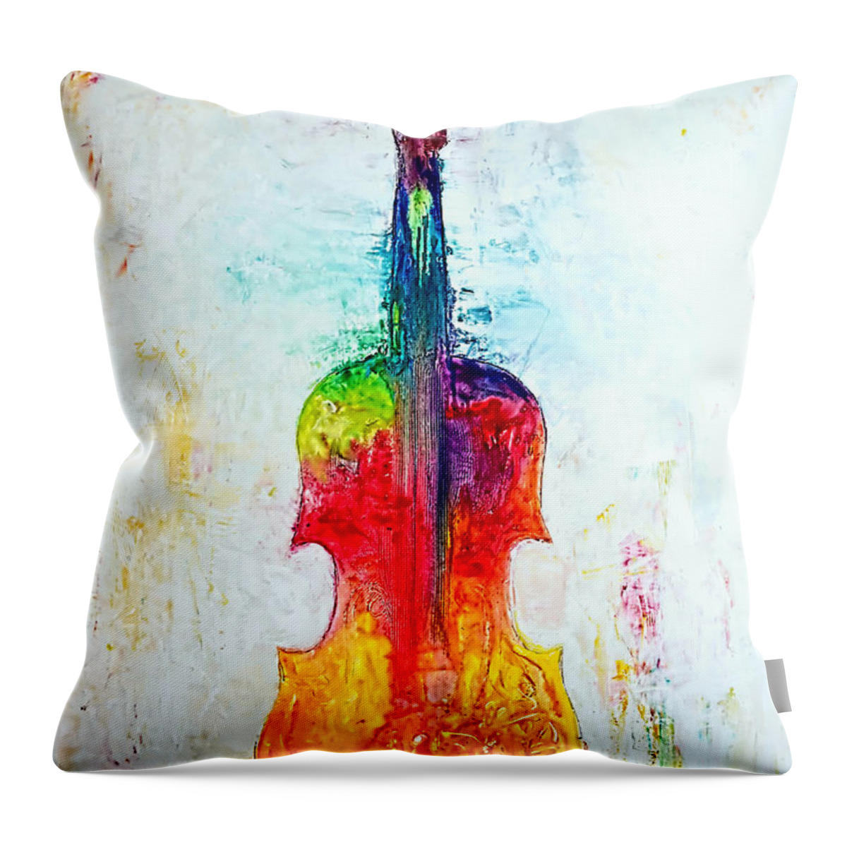 Music Throw Pillow featuring the mixed media Beyond the Strings #1 by Ivan Guaderrama