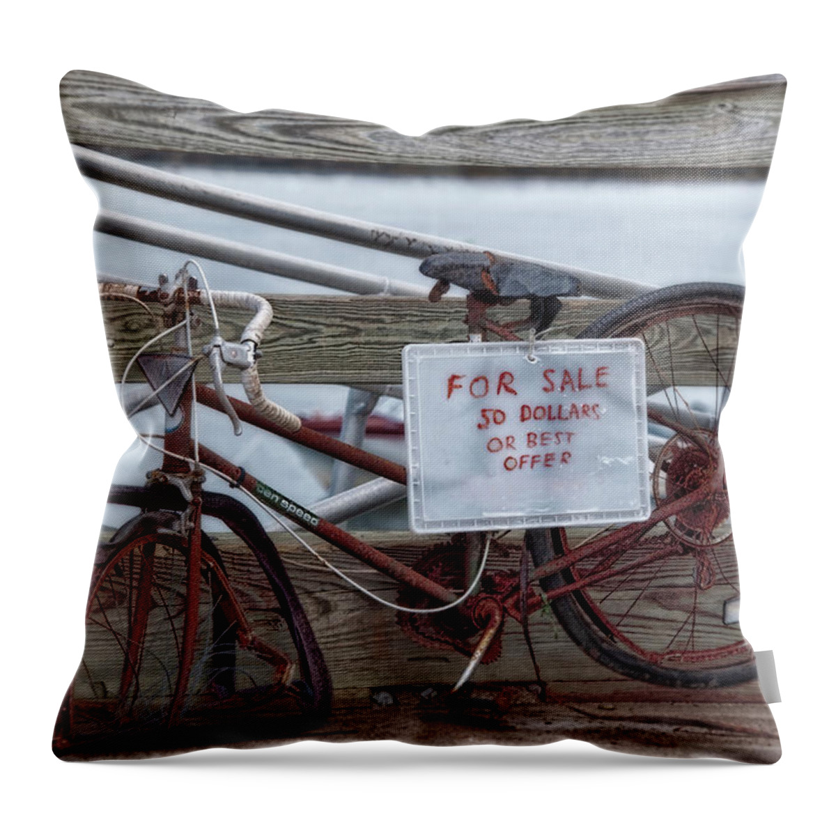 Bicycle Throw Pillow featuring the photograph Bicycle For Sale #2 by Richard Bean