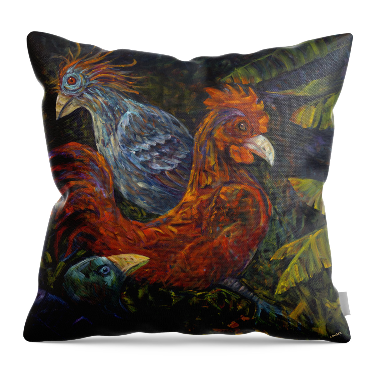 Bird Throw Pillow featuring the painting Birditudes by Claudia Goodell