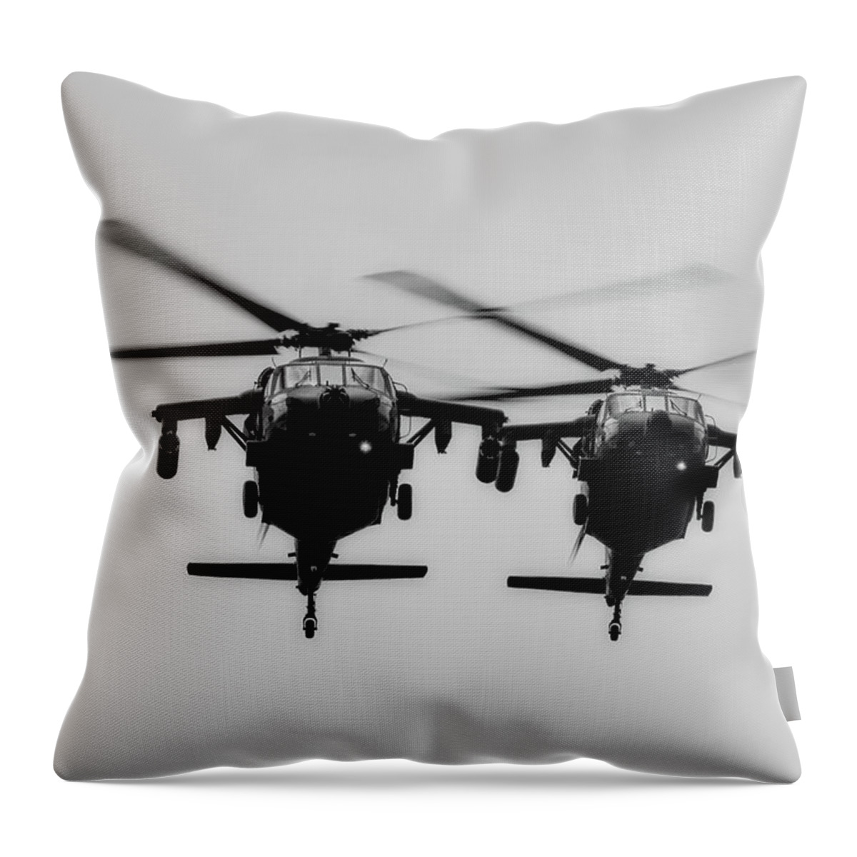 Uh-60 Black Hawk Throw Pillow featuring the photograph Black Hawks On Patrol #1 by Mountain Dreams