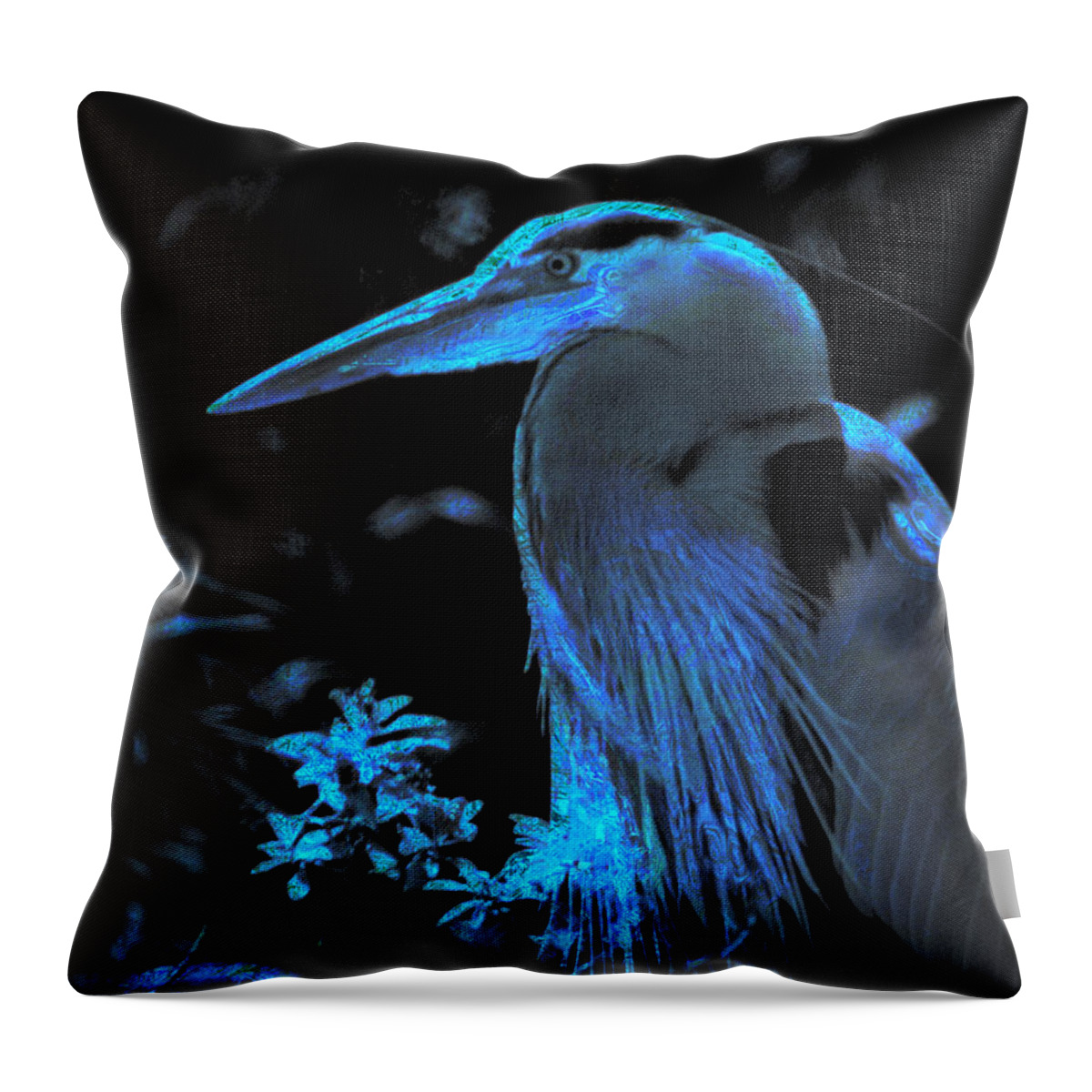 Bird Throw Pillow featuring the photograph Blue Heron #1 by Lori Seaman