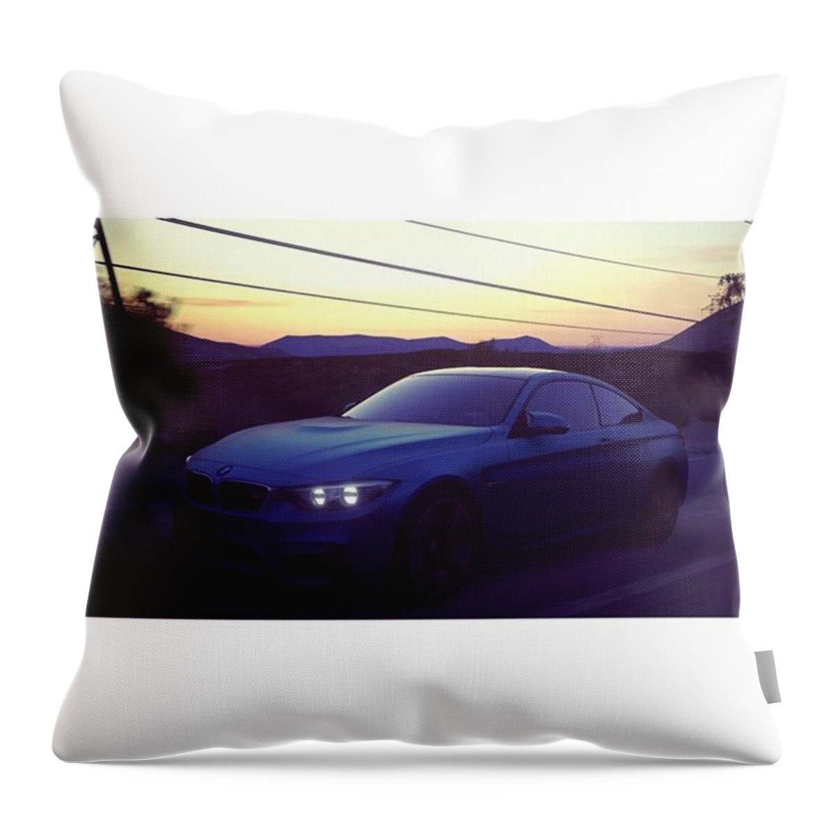 M4 Throw Pillow featuring the photograph #bmw #m4 #sunset #desert #driveclub #1 by Hannes Lachner