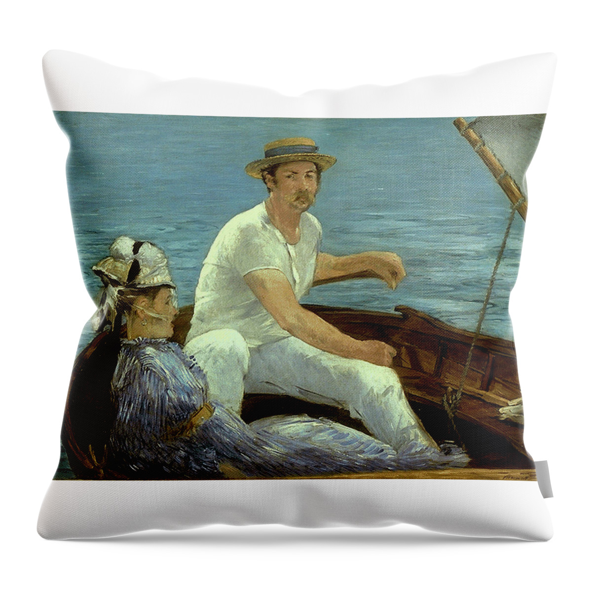 Boating Throw Pillow featuring the painting Boating #1 by MotionAge Designs