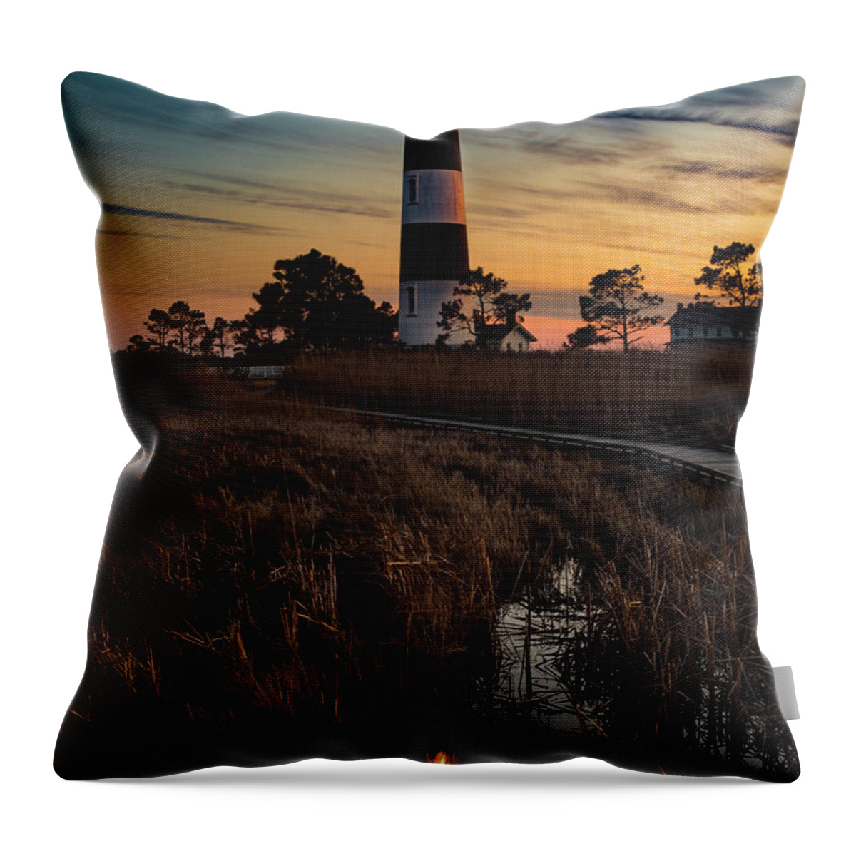 Bodie Throw Pillow featuring the photograph Bodie Island Sunset #1 by Nick Noble