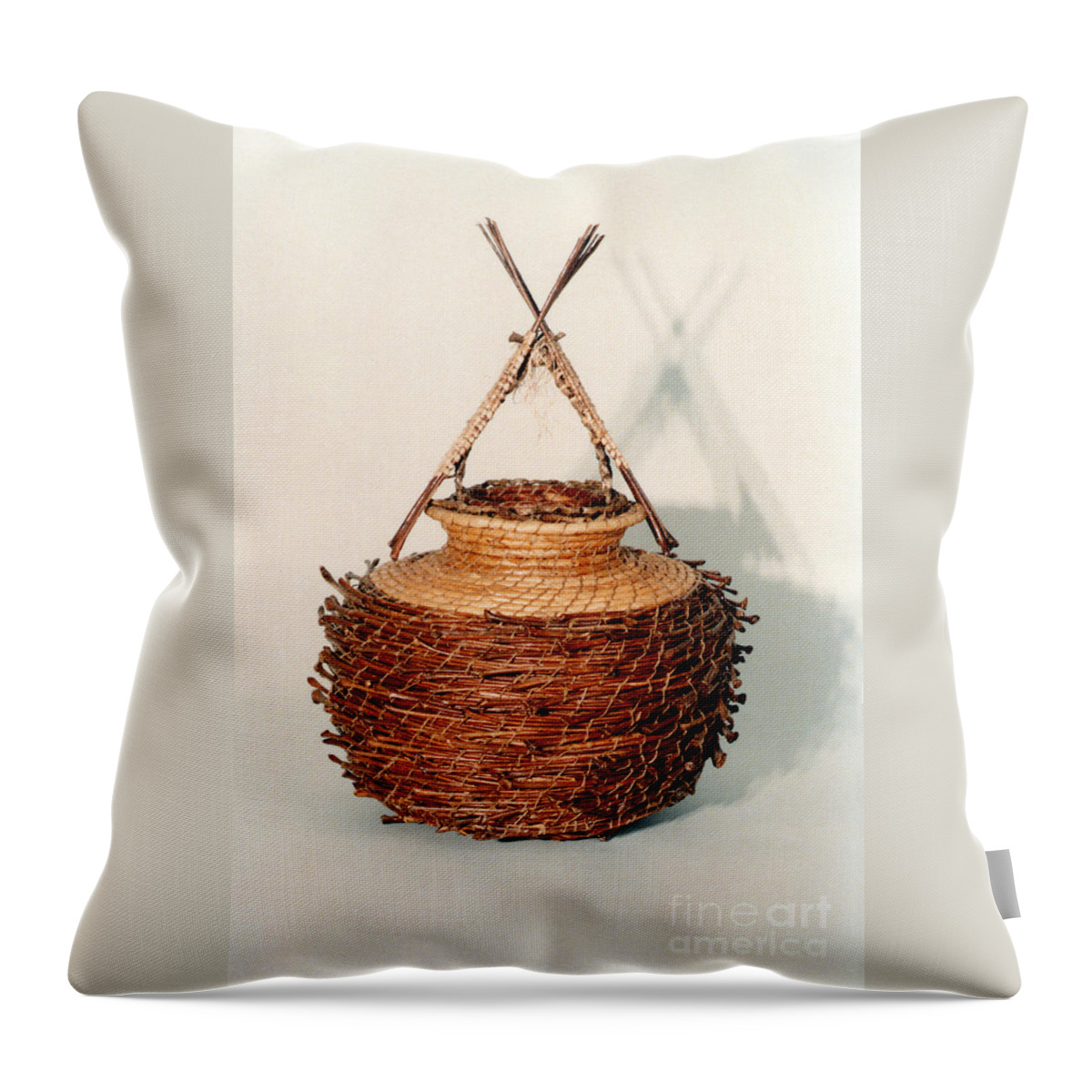 Fibre Throw Pillow featuring the sculpture Bound and Unified In Contrast by Kerryn Madsen-Pietsch