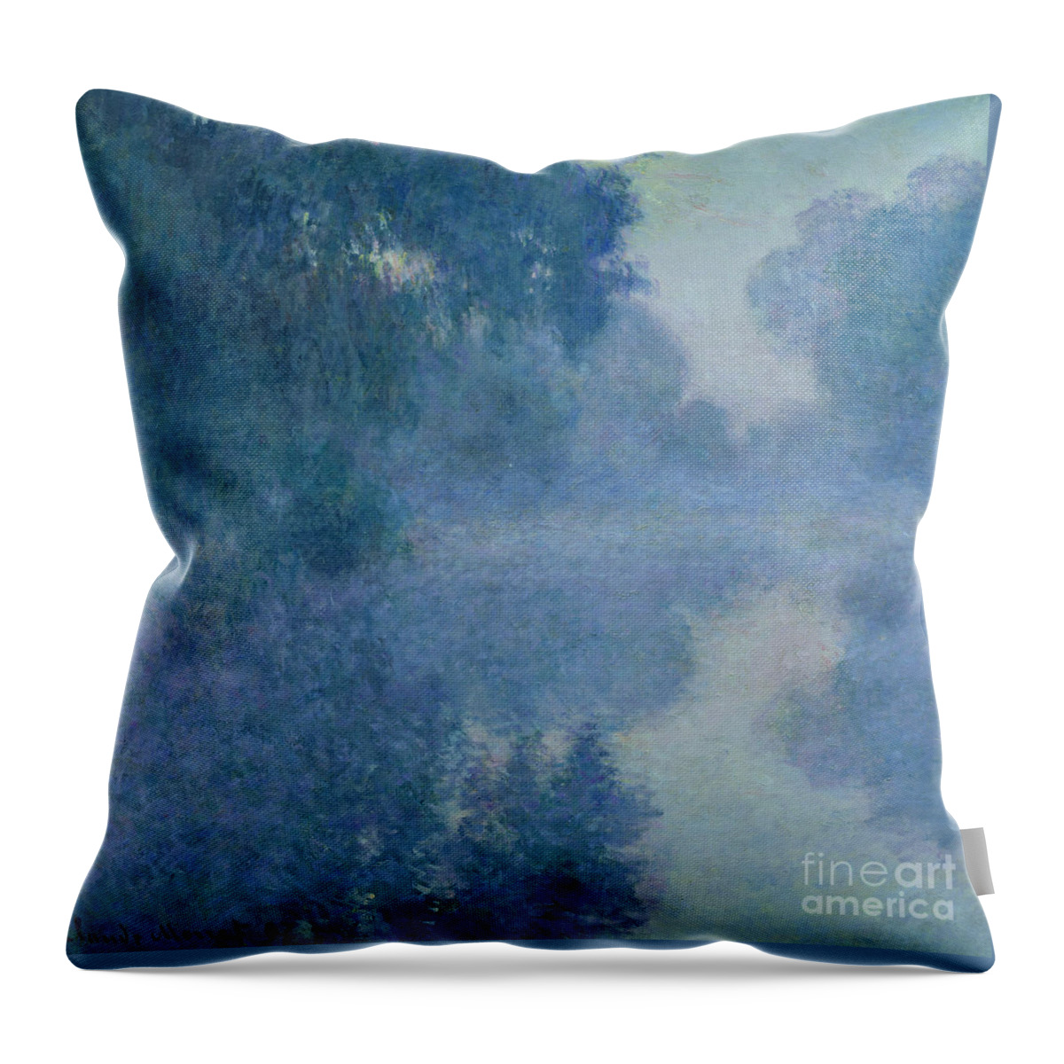 Impressionist Throw Pillow featuring the painting Branch of the Seine near Giverny by Claude Monet