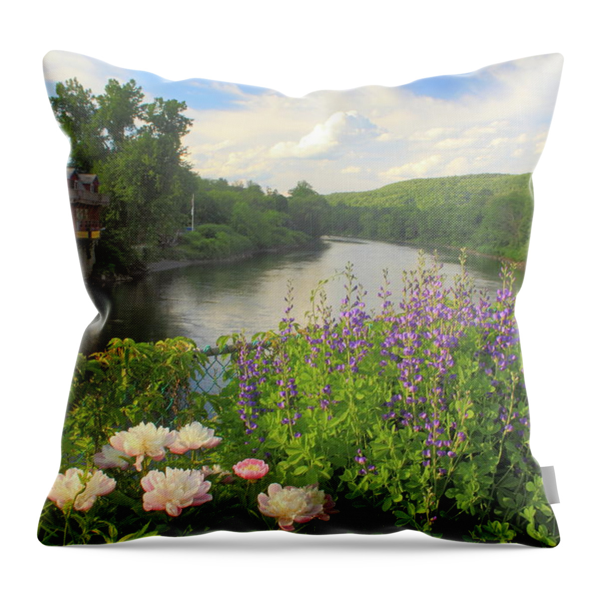Shelburne Falls Throw Pillow featuring the photograph Bridge of Flowers Shelburne Falls #1 by John Burk
