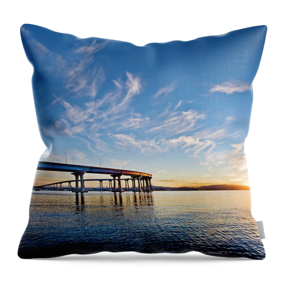 San Diego Throw Pillow featuring the photograph Bridge Sunrise #1 by Dan McGeorge