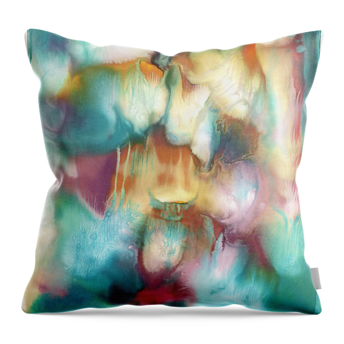  Throw Pillow featuring the painting Budgie Khan in the Aurora #1 by Sperry Andrews