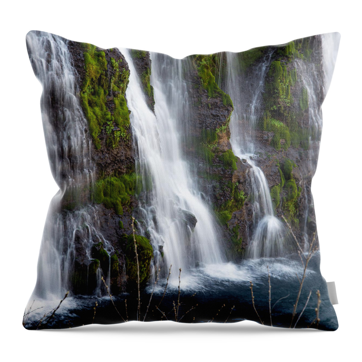 Burney Falls Throw Pillow featuring the photograph Burney Falls #1 by Janet Kopper