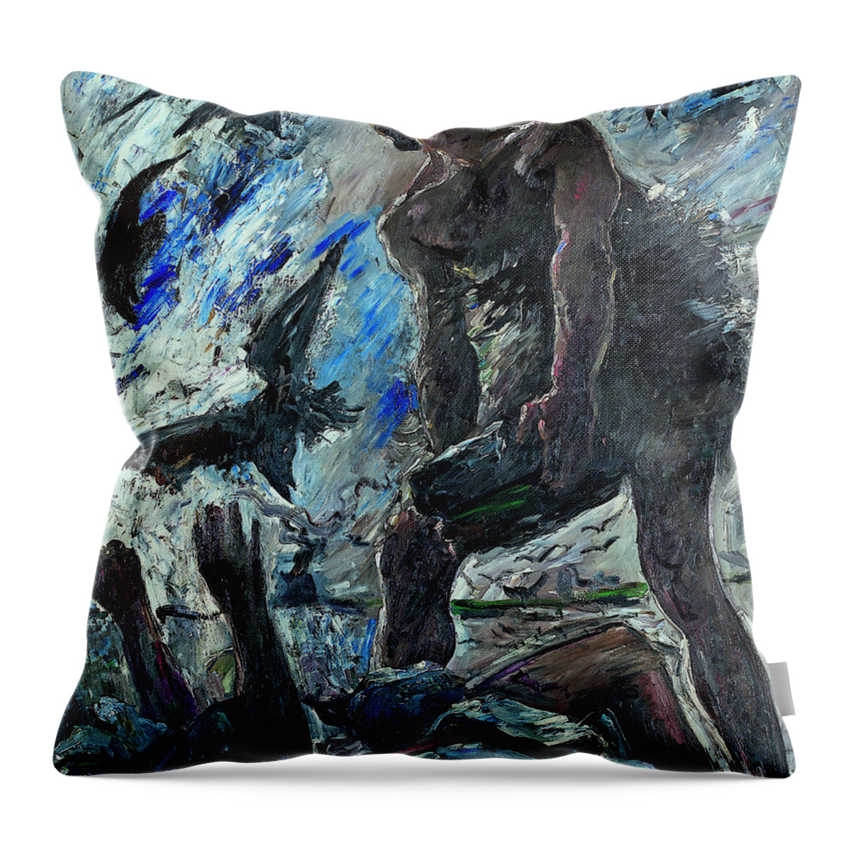 Lovis Corinth Throw Pillow featuring the painting Cain #3 by Lovis Corinth