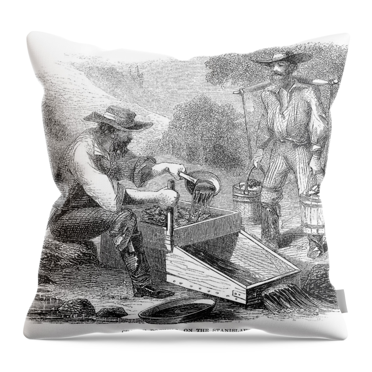 1850s Throw Pillow featuring the photograph California Gold Rush, 1860 #1 by Granger