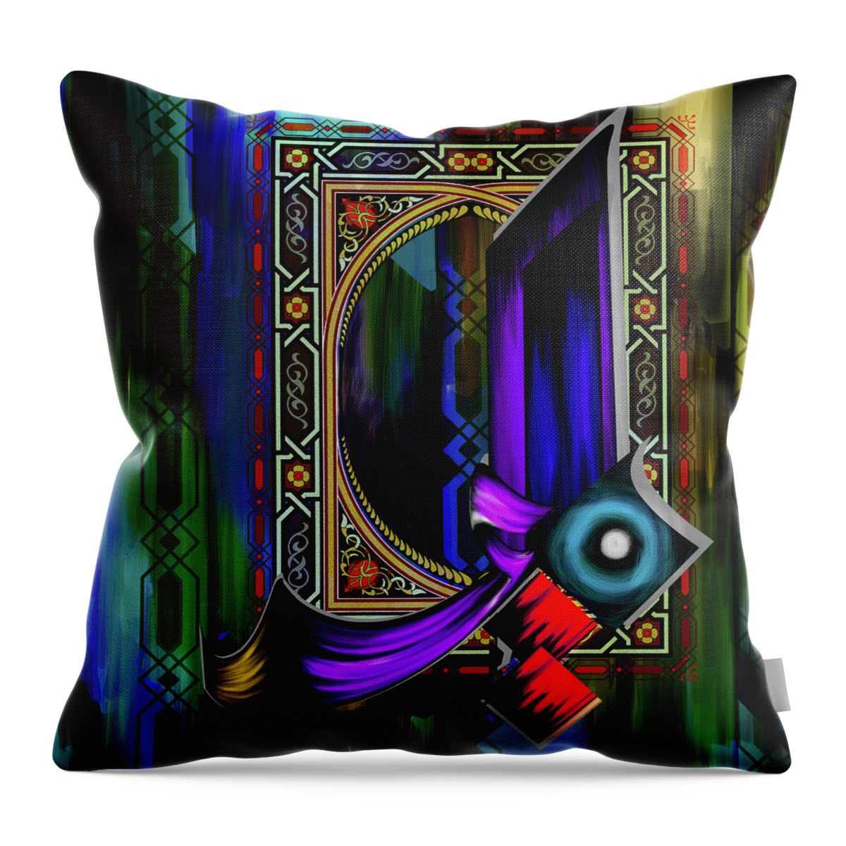Abstract Throw Pillow featuring the painting Calligraphy 100 1 #1 by Mawra Tahreem