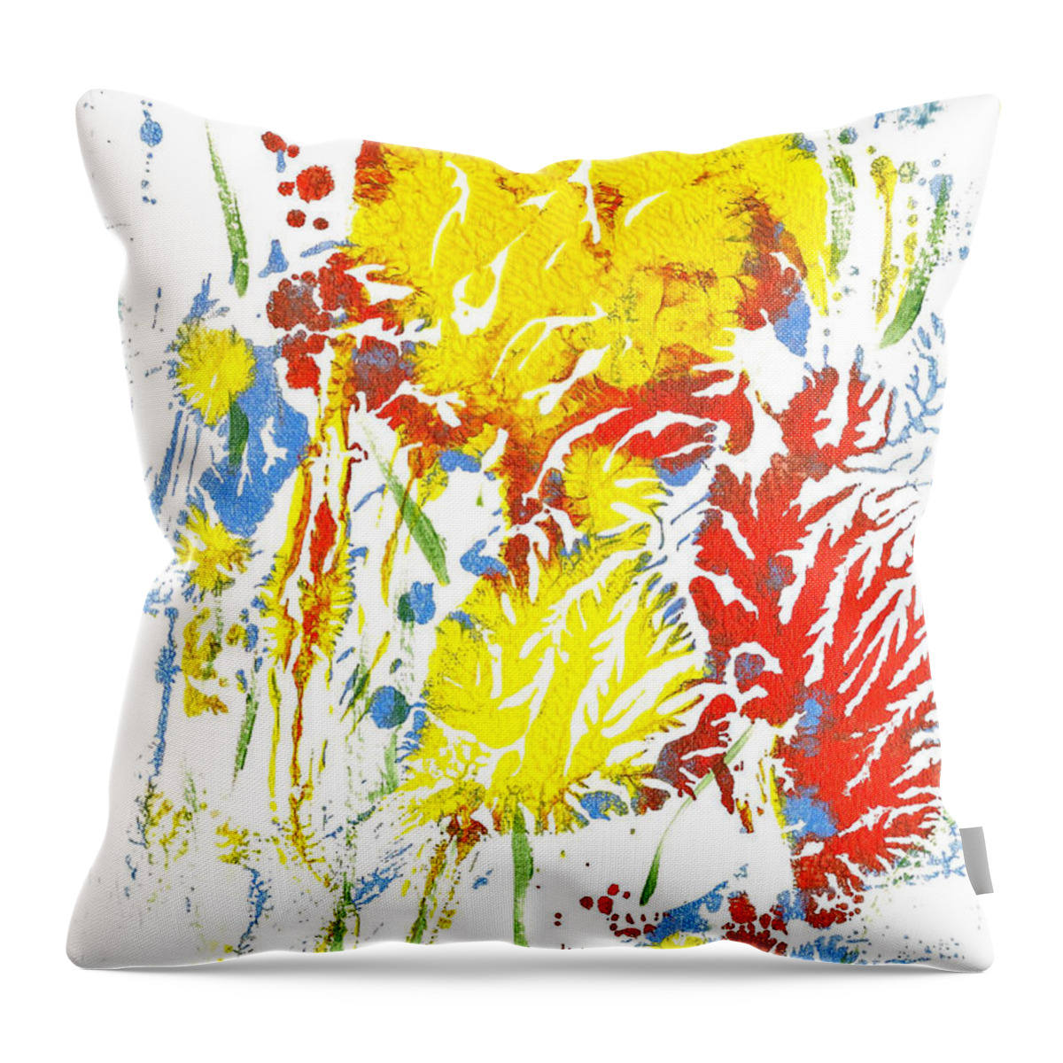 Cannah Flowers Blue Kites Throw Pillow featuring the painting Canna Lilies 1 #1 by Asha Sudhaker Shenoy
