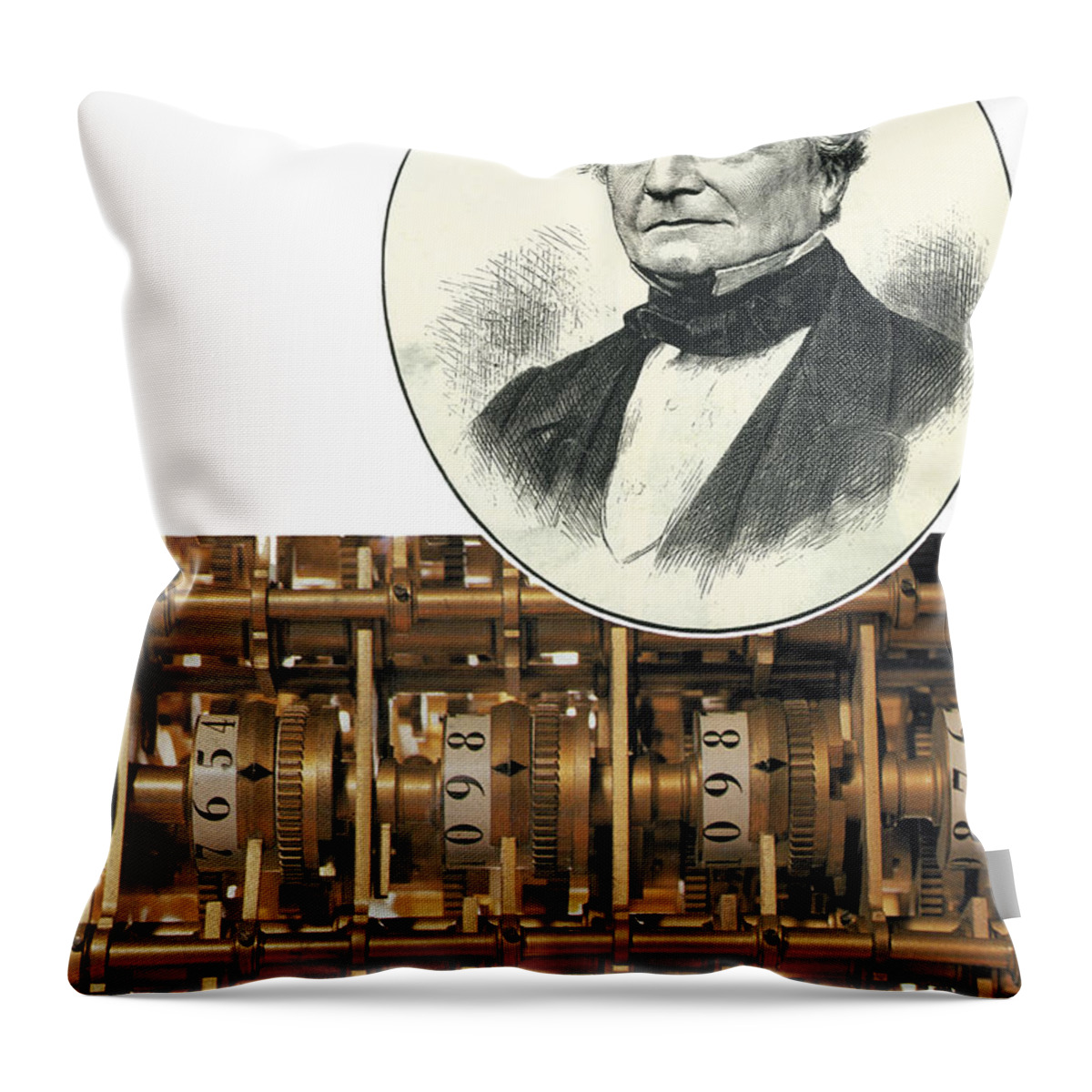 Science Throw Pillow featuring the photograph Charles Babbage, English Computer #1 by Science Source