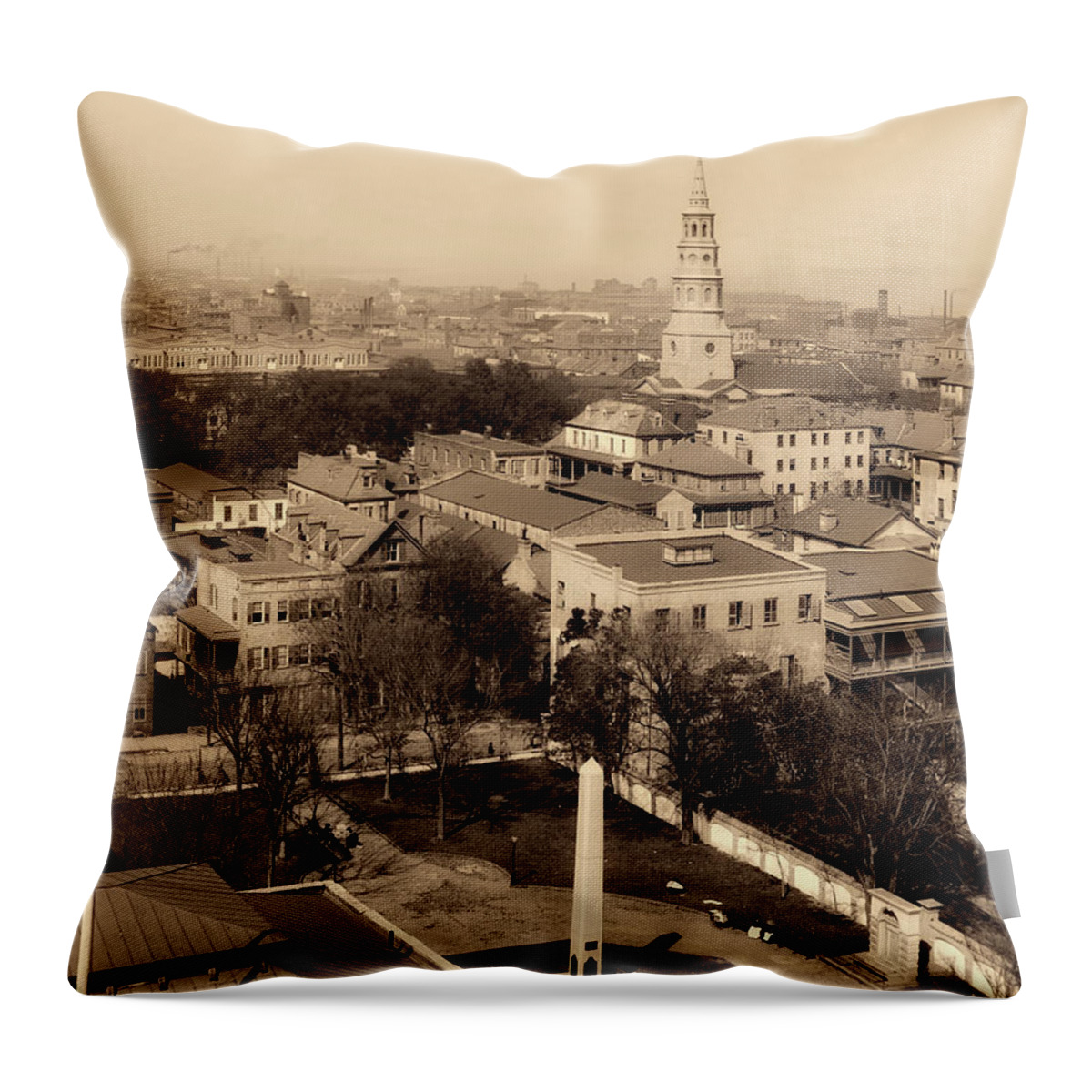 Vintage Throw Pillow featuring the photograph Charleston South Carolina 1900 #1 by Mountain Dreams