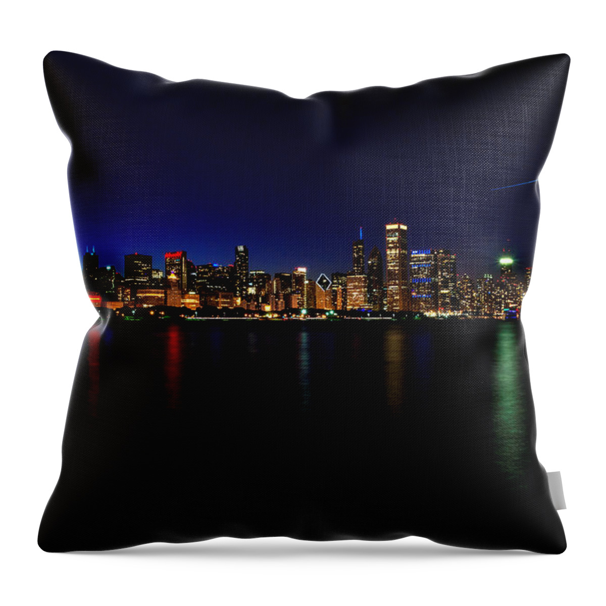 Architecture Throw Pillow featuring the photograph Chicago-Skyline 3 #1 by Richard Zentner